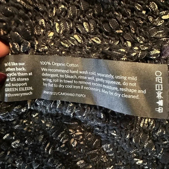 EILEEN FISHER Organic Cotton Fishnet Knit Slight A-line Sweater~Size M(z) - Picture 7 of 11